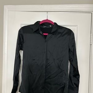 Long sleeve satin button up shirt